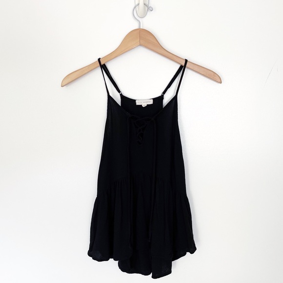 PacSun LA Hearts Black Ruffle Lace Up Cami Tank XS - Picture 2 of 15